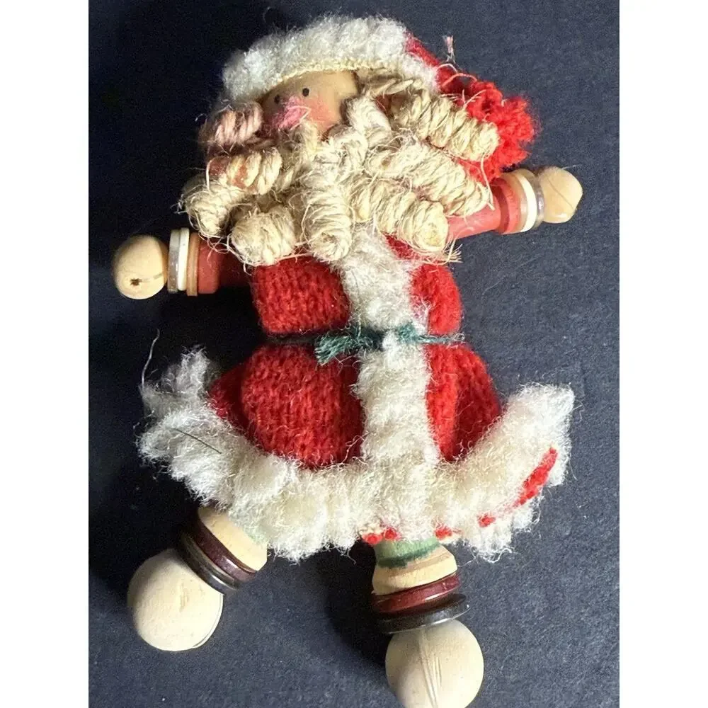 Vintage Santa Christmas Ornament Spool Button Rustic Farmhouse 4” Magnet